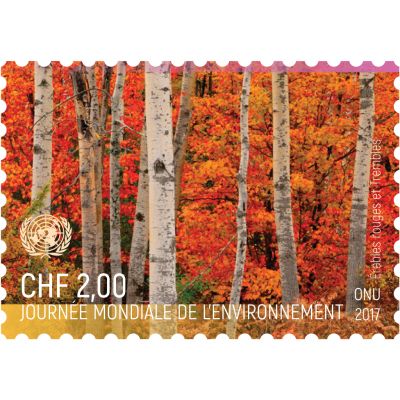 2017世界环境日 Red Maples and Aspens 单枚 瑞士法郎2.00
