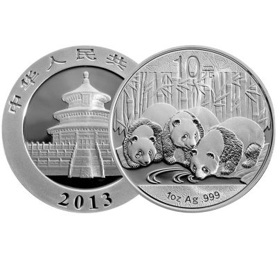 中国金币2013年熊猫金银币 熊猫纪念币 熊猫银币 熊猫币10元 30克 1盎司 带收藏盒