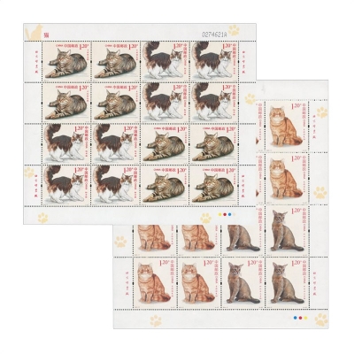 2013-17《猫》特种邮票  猫邮票大版票