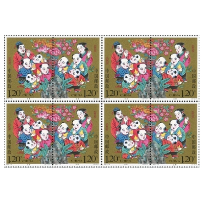 2007-14《孔融让梨》特种邮票  孔融让梨邮票四方联