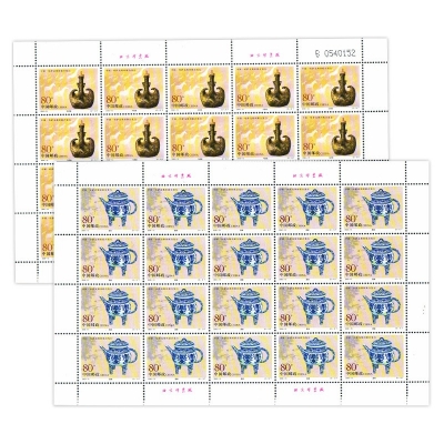 2000-13《盉壶和马奶壶》特种邮票  盉壶和马奶壶邮票大版票