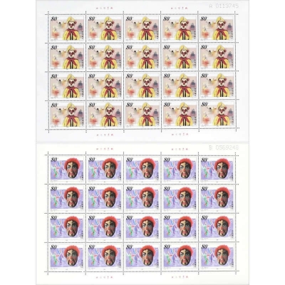 2000-19《木偶和面具》特种邮票  木偶和面具邮票大版票