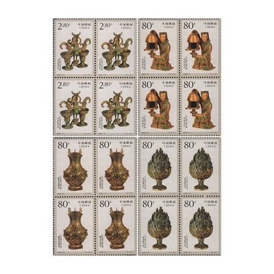 2000-21《中山靖王墓文物》特种邮票  中山靖王墓文物邮票四方联